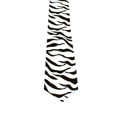 Zac's Alter Ego - Zebra print Stropdas - Wit/Zwart